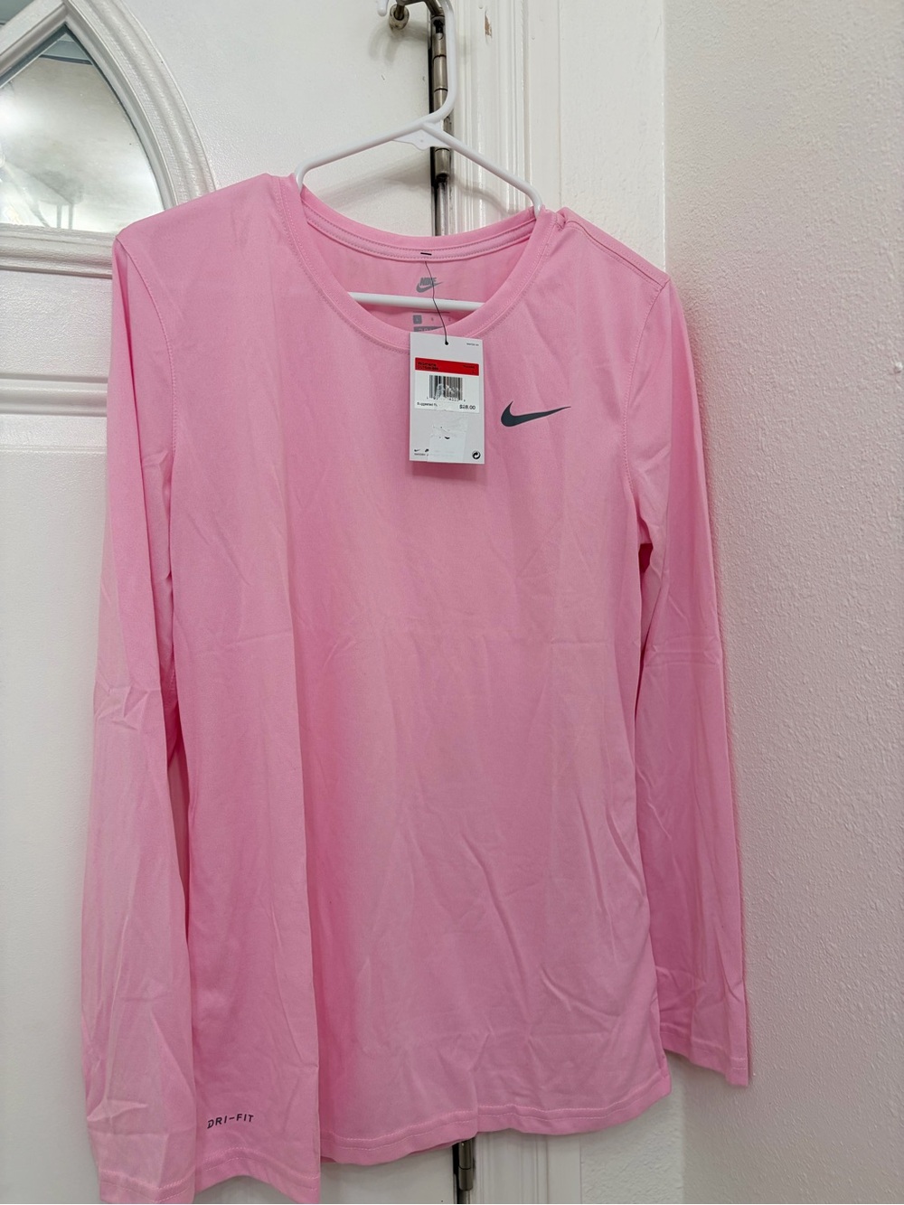 Nike Women's Light Pink Long Sleeve Dri-FIT Top